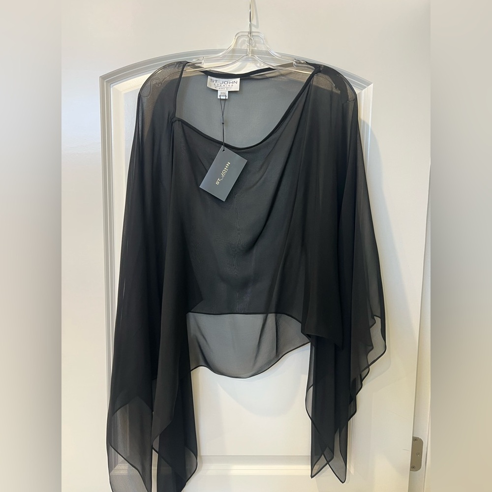 St. John Evening Black Sheer Top